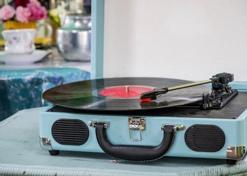 Vintage portable record player.