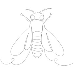 bee, insect one line drawing ,vector, isolated
