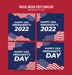 Happy Presidents day in United States. Federal holiday in America. Celebrated in February. Instagram post, Poster, web banner, space area and background.