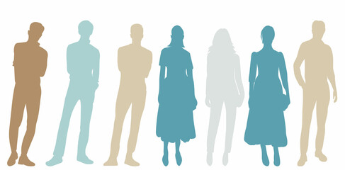 people stand silhouette ,on white background, vector