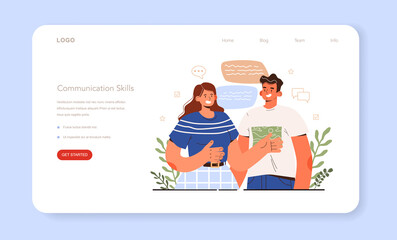 Soft skills web banner or landing page. Business people or employee