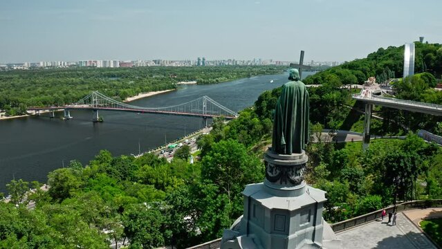Saint Volodymyr monument standing over Dnieper River on St.Volodymyr Hill.
