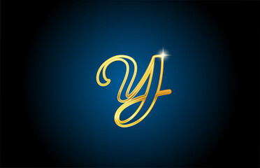 golden line Y alphabet letter logo icon design. Creative luxury template for business and company