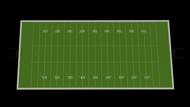American football court against a black background