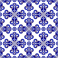 Blue and white seamless pattern