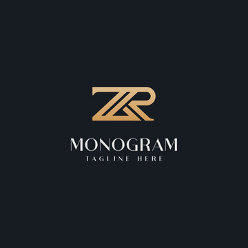 Initial ZR RZ Z R Monogram Logo Template. Initial Based Letter Icon Logo