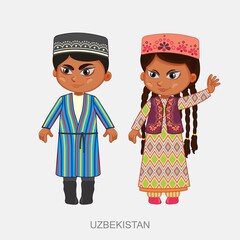 Vector illustration of men and women in traditional national costume on a white background, children, set of elements, ornament