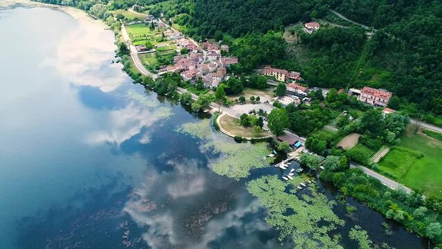 Lake of Fimon, Colli berici, Arcugnano, Vicenza, Veneto, Italy - Drone