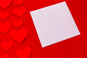 valentine card with red heart, blank 