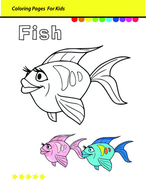 fish, color book design element, template, color book template for kdp design, you can change the name and add another vectors and make your own kdp interiors