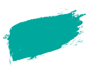 Fototapeta premium Turquoise brush stroke isolated on white background. Trendy brush stroke vector for ink paint, grunge backdrop, dirt banner, watercolor design and dirty texture. Brush stroke vector