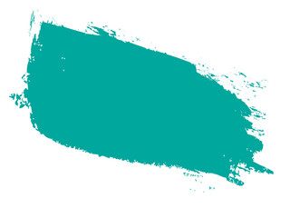 Turquoise brush stroke isolated on white background. Trendy brush stroke vector for ink paint, grunge backdrop, dirt banner, watercolor design and dirty texture. Brush stroke vector