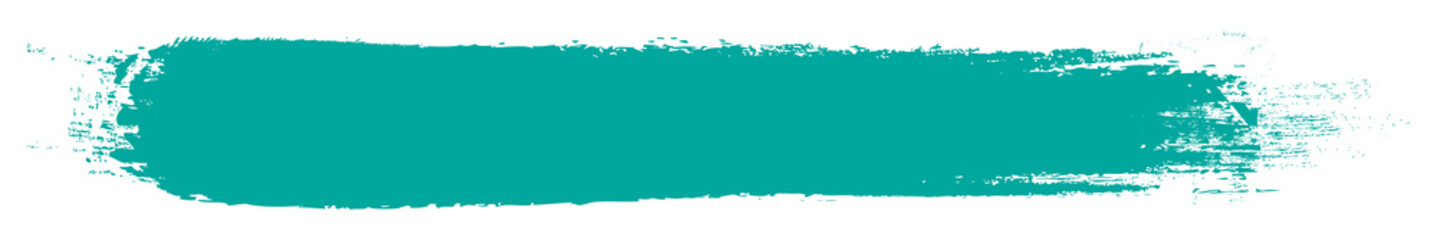 Obraz premium Turquoise brush stroke isolated on white background. Trendy brush stroke vector for ink paint, grunge backdrop, dirt banner, watercolor design and dirty texture. Brush stroke vector