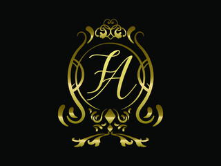FA initial letter luxury monogram logo,elegant ornamen jewelry, emblem of love shape heart