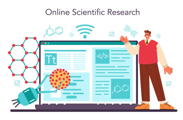 Nano engineering online service or platform. Scientists work