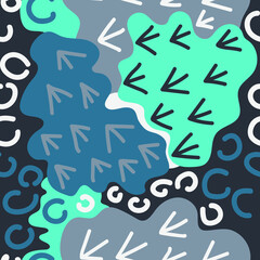 Seamless abstract colorful pattern with wave spots, line circles