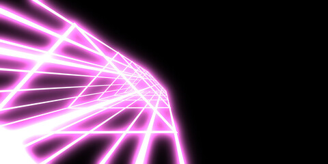 Naklejka premium 3D abstract background with neon lights. neon tunnel .space construction . .3d illustration