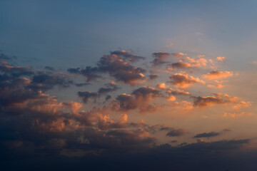 Cloud sky sunset , orange and blue tone background