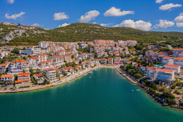 NEUM, BOSNIA AND HERZEGOVINA, a seaside resort on the Adriatic Sea, is the only coastal access in Bosnia and Herzegovina. September 2020 - obrazy, fototapety, plakaty