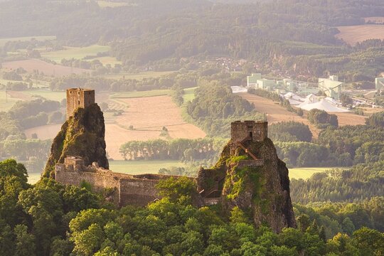 Above view of medieval castle Trosky. Czech Republic
