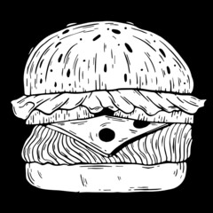 Hand drawn burger illustration. Vector doodle.