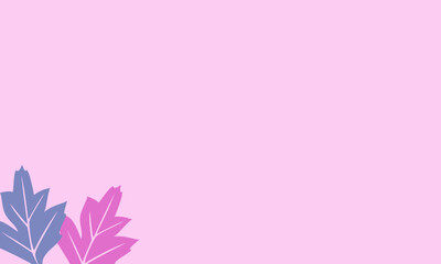 Naklejka premium peach background with leaves in the bottom corner