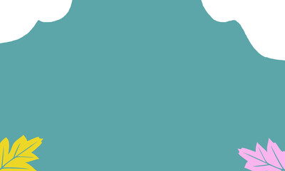 Obraz premium blue background with clouds and leaves