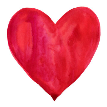 Watercolor red heart on a white background. valentine's day, love