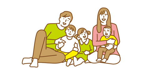 笑顔で身を寄せ合う5人家族