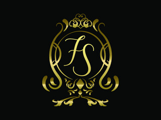 FS initial letter luxury monogram logo,elegant ornamen jewelry, emblem of love shape heart