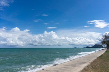 By the beach on a clear day