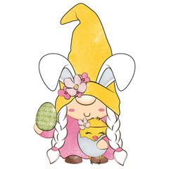 Cute easter gnome. Happy Easter holiday illustration.