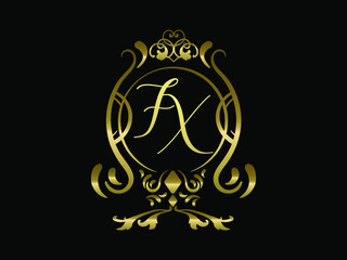 FX initial letter luxury monogram logo,elegant ornamen jewelry, emblem of love shape heart