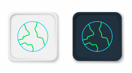 Line Worldwide icon isolated on white background. Pin on globe. Colorful outline concept. Vector