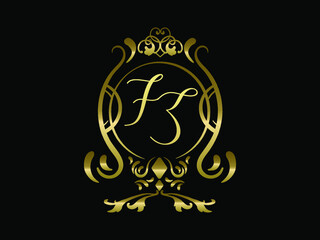 FZ initial letter luxury monogram logo,elegant ornamen jewelry, emblem of love shape heart