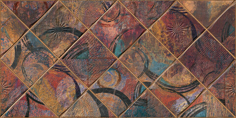 Multicolor digital wall tiles design for interior abstract home decor used ceramic digital wall tile background texture.