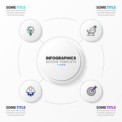 Infographic template with icons and 4 options or steps. Circle