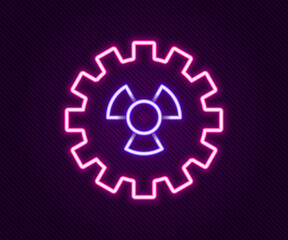 Glowing neon line Radioactive icon isolated on black background. Radioactive toxic symbol. Radiation hazard sign. Colorful outline concept. Vector