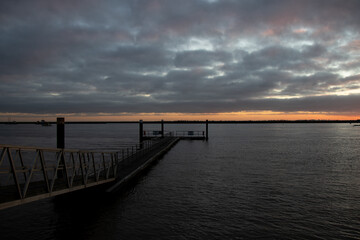 A Pontoon on the River Crouch at Burnham-on-Crouch, Essex at Sunset