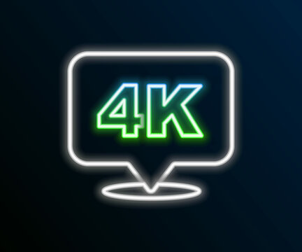 Glowing neon line 4k Ultra HD icon isolated on black background. Colorful outline concept. Vector