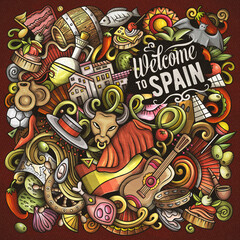 Spain cartoon vector doodles illustration.