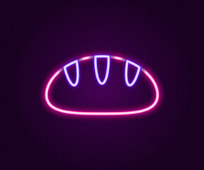 Glowing neon line Christian bread icon isolated on black background. Religion and Christianity. Colorful outline concept. Vector