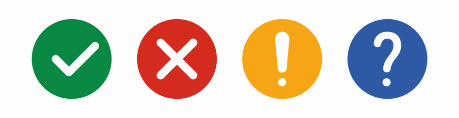 Check and cross, question mark vector illustration icon