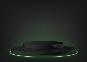 3d background products display podium scene with neon. backdrop background vector 3d render with podium. stand to show cosmetic products. Stage showcase on pedestal display blue backdrop