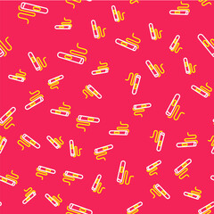 Line Cigar icon isolated seamless pattern on red background. Vector