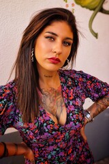 portrait shooting of a tattoo woman in funchal madeira portugal 