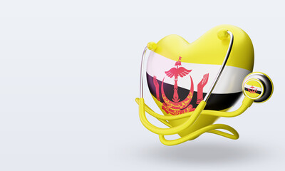 3d world health day Brunei Darussalam flag rendering right view