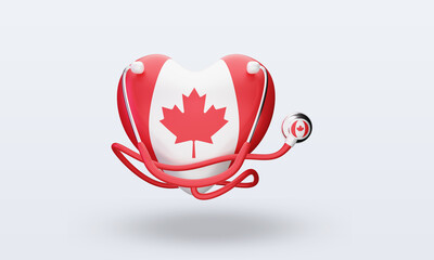 3d world health day Canada flag rendering front view
