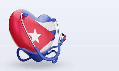 3d world health day Cuba flag rendering left view