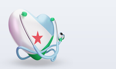 3d world health day Djibouti flag rendering left view
